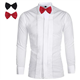 Sliktaa Mens Dress Shirt Evening Wedding Tuxedo Dinner Shirts Pleated Fold Down Collar Shirt Classic Slim Fit, White, XL