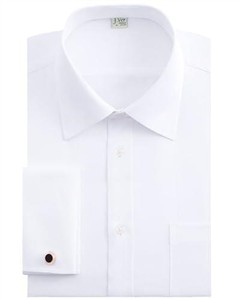 J.VER Mens Regular Fit Dress White Shirt Long Sleeve Double Cuff Cufflinks Formal Shirt Work Business Cotton 18 Neck 32-33 Sleeve