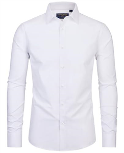 siliteelon Mens Shirts Stain Shield Long Sleeve White Wrinkle Free Dress Formal Shirt Stretch Plain Cotton Regular Fit Casual Men's Business Shirt for Adult