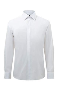 Dobell Mens White Tuxedo Dress Shirt Regular Fit Standard Collar Double Cuff Plain Fly Front-17.5
