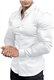 EOUOSS Men’s Muscle Fit Dress Shirts Athletic Slim Fit Long Sleeve Stretch Casual Button Down Shirt, White, Large