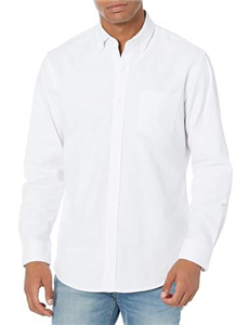 Amazon Essentials Men's Regular-Fit Long-Sleeve Pocket Oxford Shirt, White, XL