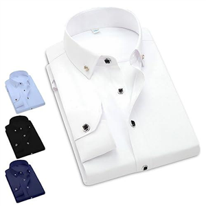 Mens Shirts Long Sleeve Slim FIT Premium Quality Fabric, Ideal Shirts for Men Adult Casual, Wedding or Business Wear, Comfortable Fit, Variety of Colours (M, White)