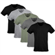 Gildan Men's V-Neck T-Shirts, Multipack, Style G1103 Undershirt, Black/Sport Grey/Charcoal/Military Green (5-Pack), M