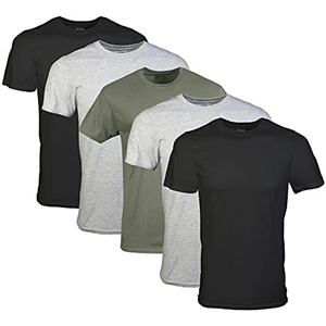 Gildan Men's Crew T-Shirts, Multipack, Style G1100 Underwear, Black/Sport Grey/Military Green (5-Pack), XL (Pack of 5)