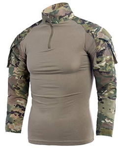 LANBAOSI Mens Ripstop Tactical Shirt Long Sleeve Combat Shirt Multicam Military T Shirts Airsoft Hunting Woodland, Cp-ge, M
