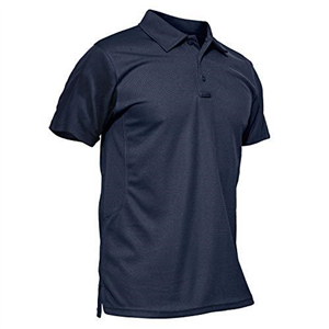 KEFITEVD Men's Summer Quick Dry Short Sleeve Polo Shirts Lightweight Fishing Tees,Navy Blue,L