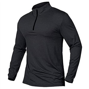 CARWORNIC Men's Sports Tops 1/4 Zip Long Sleeve Gym Running T-Shirts Quick-Dry Golf Hiking Polo Shirts Lightweight Pullover Tops Breathable Spring Workout Athletic Shirts Black