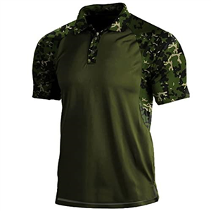 Polo Shirt Men's Tactical Short Sleeve Shirt Military T-Shirt Military Shirt Combat Shirts with Buttons Quick Drying Polo Shirt Camo T-Shirts Outdoor Shirt Tactical Short Sleeves, Army Green, XL