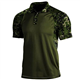 Polo Shirt Men's Tactical Short Sleeve Shirt Military T-Shirt Military Shirt Combat Shirts with Buttons Quick Drying Polo Shirt Camo T-Shirts Outdoor Shirt Tactical Short Sleeves, Army Green, XL