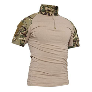 LiliChan Men’s Tactical Short Sleeve Shirts Military Shirt Outdoor Shirt Tactical Combat Shirt with Zipper (X-Large, CP Camouflage)