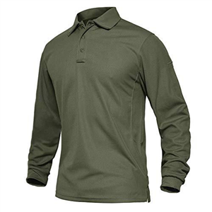 EKLENTSON Tactical Shirts for Men Long Sleeve Work Polo Shirts Quick Dry Performance Tactical SportsTop Lightweight Army Green,S