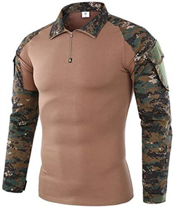 FENG Men's Tactical Military Combat T-Shirt Long Sleeve Slim Fit Camo Shirt Military Uniform Airsoft Accessories Hunting Hiking (Jungle Digital,M)