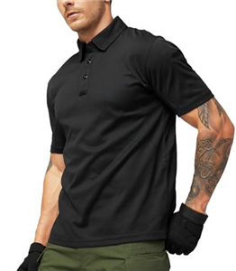 MIER Tactical Polo Short Sleeve Shirts for Men Golf Sports T-Shirts Work Quick Dry Collared Tops, Lightweight, Black, XL
