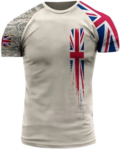 British Veteran UK Army T-Shirt Combat Military Camouflage T Shirt Regular Fit Short Sleeve Beige UK03 (UK, Alpha, L, Regular, Regular, UK03)