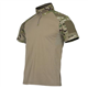 KINROCO Men's Tactical Airsoft T Shirts Short Sleeve Camo Combat Military Hunting Shirt with Zipper Breathable(Size:XXL,Color:CP)