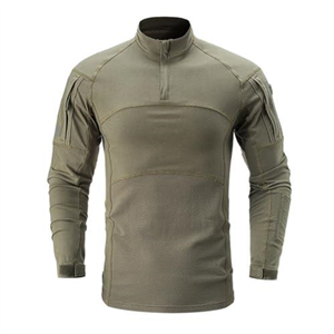 Guiran Men's Military Tactical Long Sleeve Shirt Breathable Sports Training Combat T Shirt Quick Drying Outdoor Top Front Zip Camouflage Shirt