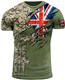 UK Army British Veteran Combat Military Camouflage T-Shirt Short Sleeve Regular Fit Size 2XL Green Khaki