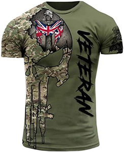 UK Army British Veteran Combat Military Camouflage T-Shirt Regular Fit Short Sleeve Size XL Olive (as8, Alpha, x_l, Regular, Regular)