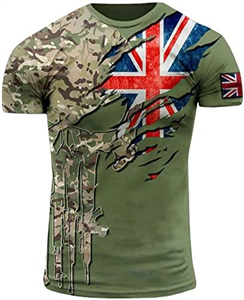 UK Army British Veteran Combat Military Camouflage T-Shirt Regular Fit Short Sleeve Size XL Green Khaki…