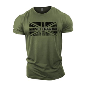 GYMTIER Veteran Army Men's Gym T-Shirt Bodybuilding Training Workout Lifting Top Clothing, Green, L