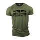 GYMTIER Veteran Army Men's Gym T-Shirt Bodybuilding Training Workout Lifting Top Clothing, Green, L