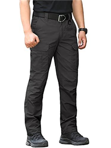 CARWORNIC Men's Tactical Trousers Waterproof Cargo Trousers Lightweight Outdoor Hiking Pants for Men Casual Work Trousers Ripstop Military Army Combat Pants with Multi Pockets Black