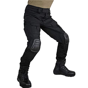 zuoxiangru Men's Multicam Tactical Trousers Multi-Pockets Military Camo Outdoor Airsoft Combat Hunting Pants with Knee Pads (Black, Tag 32)