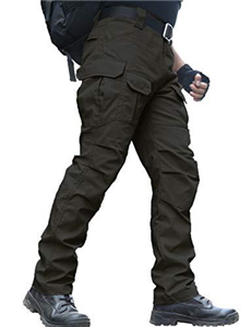 zuoxiangru Men's Water Resistant Trousers Relaxed Fit Tactical Combat Army Cargo Work Pants with Multi Pocket (#56 Black, Tag XXL)