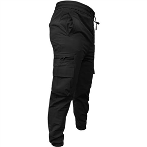 Mens Active Stretch Walking Elasticated Cargo Joggers Trousers Tactical Water Resistant Outdoor Softshell Quick Dry Pants, Black, L