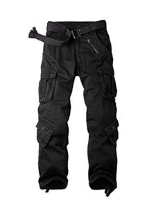 Aeslech Mens Cargo Work Combat Trousers Tactical Army Military Casual Cotton Workwear with 8 Pockets Black 34