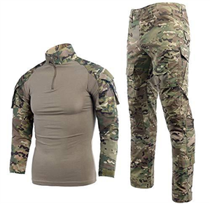 Men's Tactical Suit Combat Shirt and Pants Set Long Sleeve Ripstop Multicam Airsoft Clothing Woodland BDU Hunting Military Uniform, Cp, M