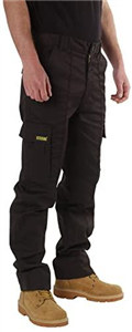 SITE KING Mens Cargo Combat Work Trousers Sizes 28 to 56 with Button & Zip Fly (30W / 29L) Black