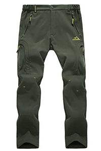 EKLENTSON Mens Walking Trousers Waterproof Breathable Softshell Fleece Hiking Trousers Mountain Equipment Army Green 30