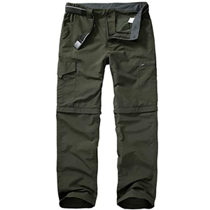 mosingle Walking Hiking Trousers Mens, Safari Zip Off Lightweight Quick Dry Convertible Travel Fishing Cargo Breathable Outdoor Pants Army Green