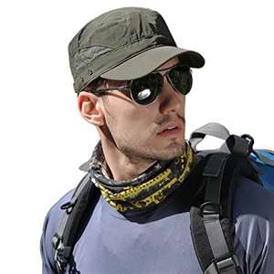 Pyrafox Mens Waterproof Flat Top Army Cap, Short Brim Outdoor Breathable Military Cap, Adjustable Classic Navy Hat, Baseball Cap Army Green