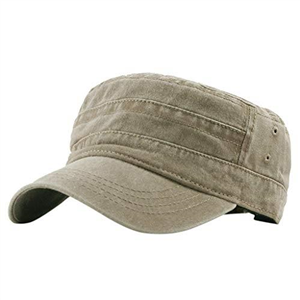 Men's Army Cap Cotton Cadet Hat Military Flat Top Trucker Dad Hat Classic Adjustable Baseball Cap Breathable Outdoor Sports Khaki