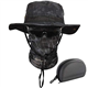 QMFIVE Tactical Boonie Hat UV100 Camouflage Scarf, Unisex Rounded Hat Fisherman