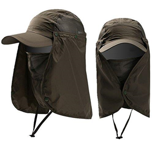ITODA Outdoor Fishing Hat Quickly Dry Anti-UV Bucket Hat Neck Protection Sun Hats Packable Safari Cap UPF 50+ Protection Cap with Removable Neck Flap for Outdoor Fishing Trekking Gardening Army Green