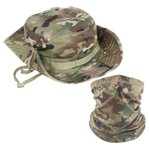 2-Piece Set Boonie Hats for Men, Sun Hats for Men, Mens Bucket Hat, Hunting Bush Jungle Fishing Wide Brim Army Sun Cap Safari Hat for Hunting Beach Airsoft Camping Camouflage