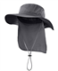 Decentron Outdoor UPF50+ Mesh Sun Hat Wide Brim Fishing Hat with Neck Flap (Dark Grey)