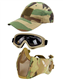 Hodeacc 3 Pcs Tactical Airsoft Mask Goggles Baseball Cap Set,Adjustable Half Face Mesh Mask with Ear Protection,Airsoft Glasses Eye Protection Outdoor Hat for Outdoor BB/CS Game