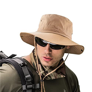 UNIPRIMEBBQ Fishing hat Wide Brim Sun Protection Hat with Breathable Safari hat and Fisherman hat Hiking Hats Boonie Hats for Man Dark Khaki