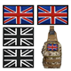 4-Pack British Union Jack Patches - Black & White & Blue UK Flag Embroidered Appliques with Hook and Loop Fasteners for Velcro Patch for Military Uniform, Tactical Bags, Jackets, Jeans, and Hats