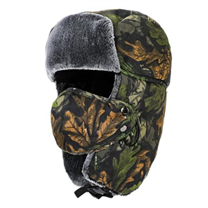 TAGVO Camo Trapper Hat - Winter Warm Ear Flap Trooper Hat with Windproof Face Mask, Unisex Faux Fur Tactical Ushanka Hat for Skiing, Skating and Outdoor Sports
