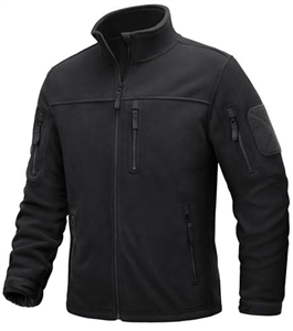TACVASEN Mens Fleece Jacket Mens Full Zip Winter Military Jacket Warm Outdoor Fleece Coats with Zip Pockets Black