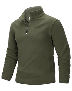 33,000ft Men's Fleece Pullover Warm Half Zip Microfleece Jacket Lightweight Outdoor Sweatshirt Thermal Top with 2 Pockets for Autumn Winter, Hiking, Work, Olive Green M