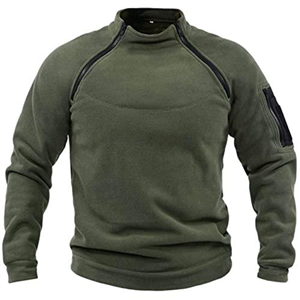 Generic Men's Green Fleece Pullover | Military Outdoor Zipper Sweatshirt | Warm Tactical Combat Jacket | Army Windproof Pullover Sports Sweater Tops for Fishing Hiking Winter Fleece Jumper XL