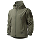 MakingDa Mens Waterproof Jackets Winter Smart Casual Hooded Coat Softshell Fleece Lined Multi Zipper Pockets Hunting Light Sweatshirt Cozy Tactical Military Camping Cardigan（Green，M）