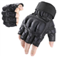 WTACTFUL Fingerless Gloves for Men Airsoft Paintball Bike Cycling Motorcycle Motorbike Hunting Hiking Work Outdoor Half Finger Gloves Black XL